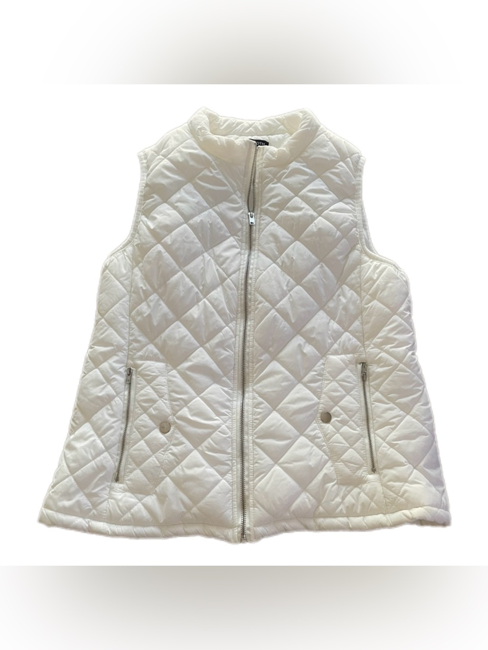 Women’s Quilted White Puffer Vest - L